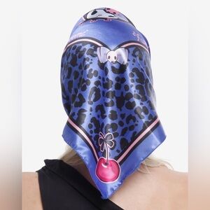 Kuromi Purple Leopard Patterned Satin Bandana Hair Scarf- NWT